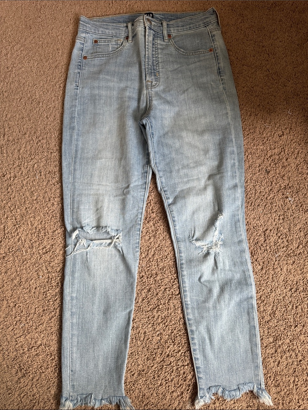 GAP High-Rise Distressed Light Blue Jeans